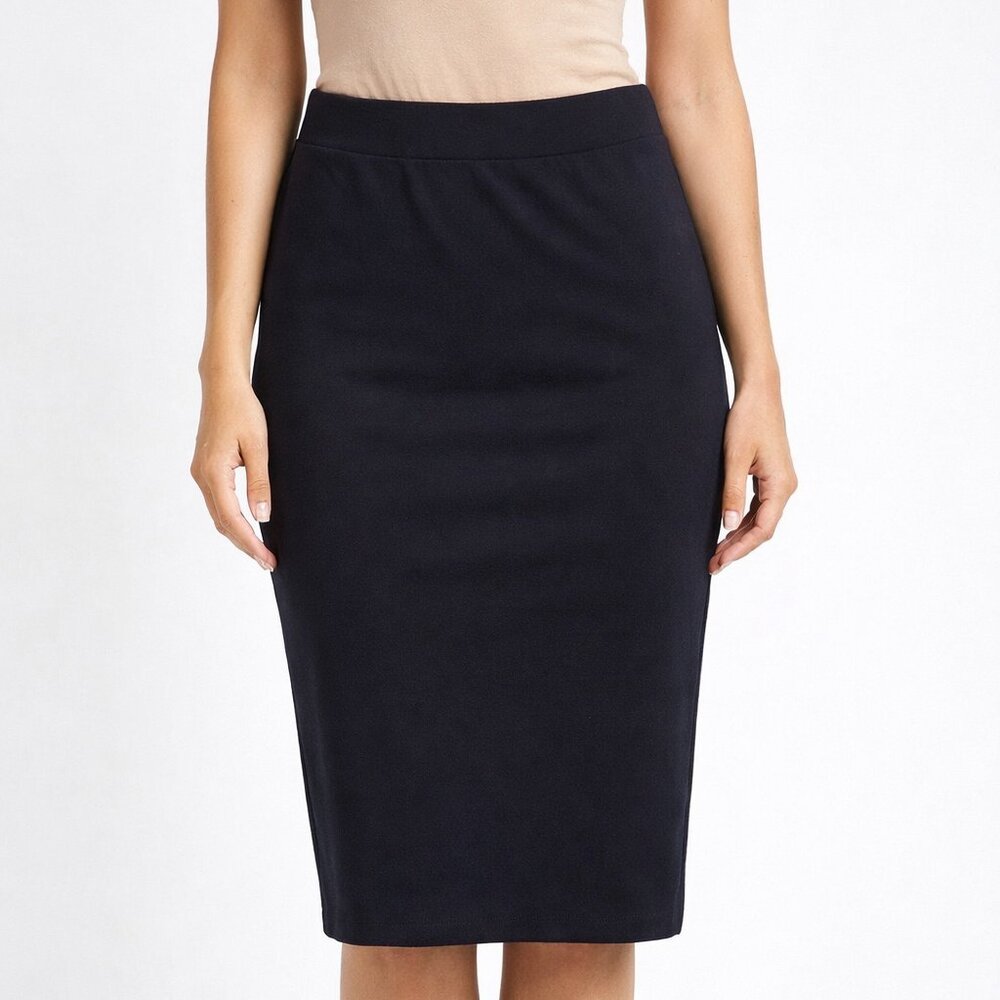 NWOT Apt 9 Size M Black Pencil Midi Skirt Work Ruched Wrapped Elastic Waist